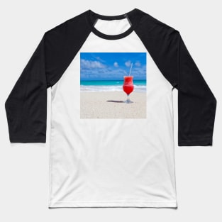 Red cocktail on the beach Baseball T-Shirt